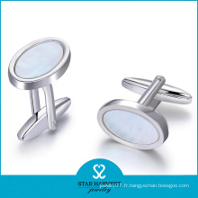 2015 Hot vente boutons de manchette en cristal argent pour homme (D-0358)